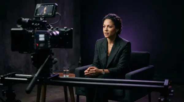 Founder seated for an interview